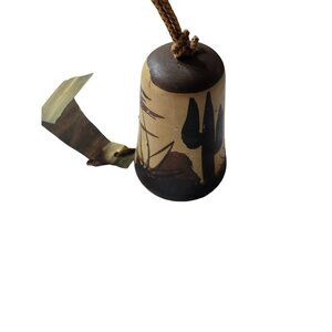 Rustic Ceramic & Brass Desert-Themed Hanging Bell wind chime southwest cactus